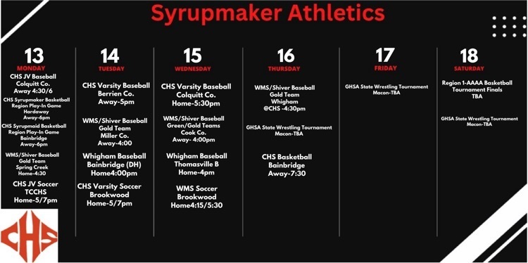 Revised District Sports Schedule 