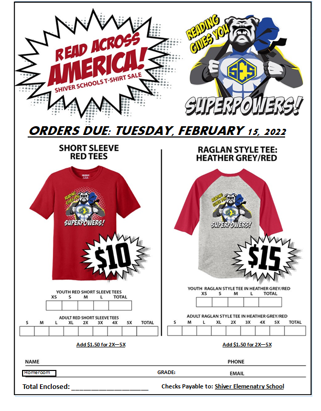 Read Across America t-shirt order form