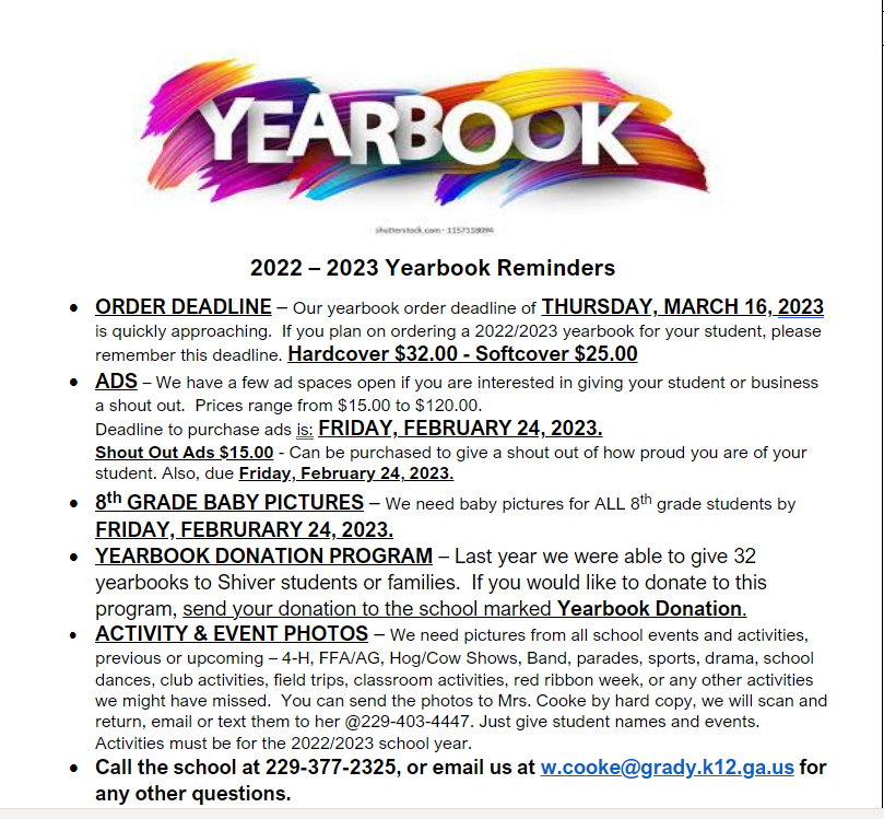 Information on yearbook purchases